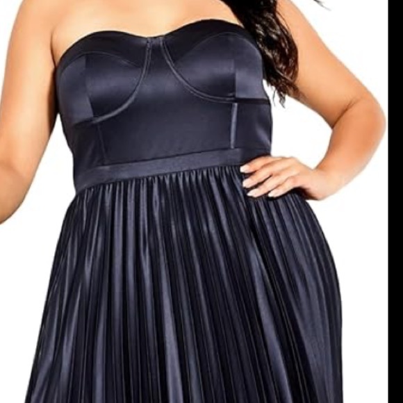 City Chic Pleat Desire Formal Event Midi Dress - Navy Sz L/20 - Picture 10 of 11